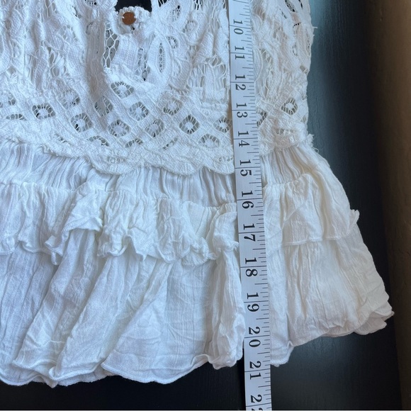 Free People Women’s Adella Cami Lace Ruffled Tank Top White Size L - Picture 8 of 9